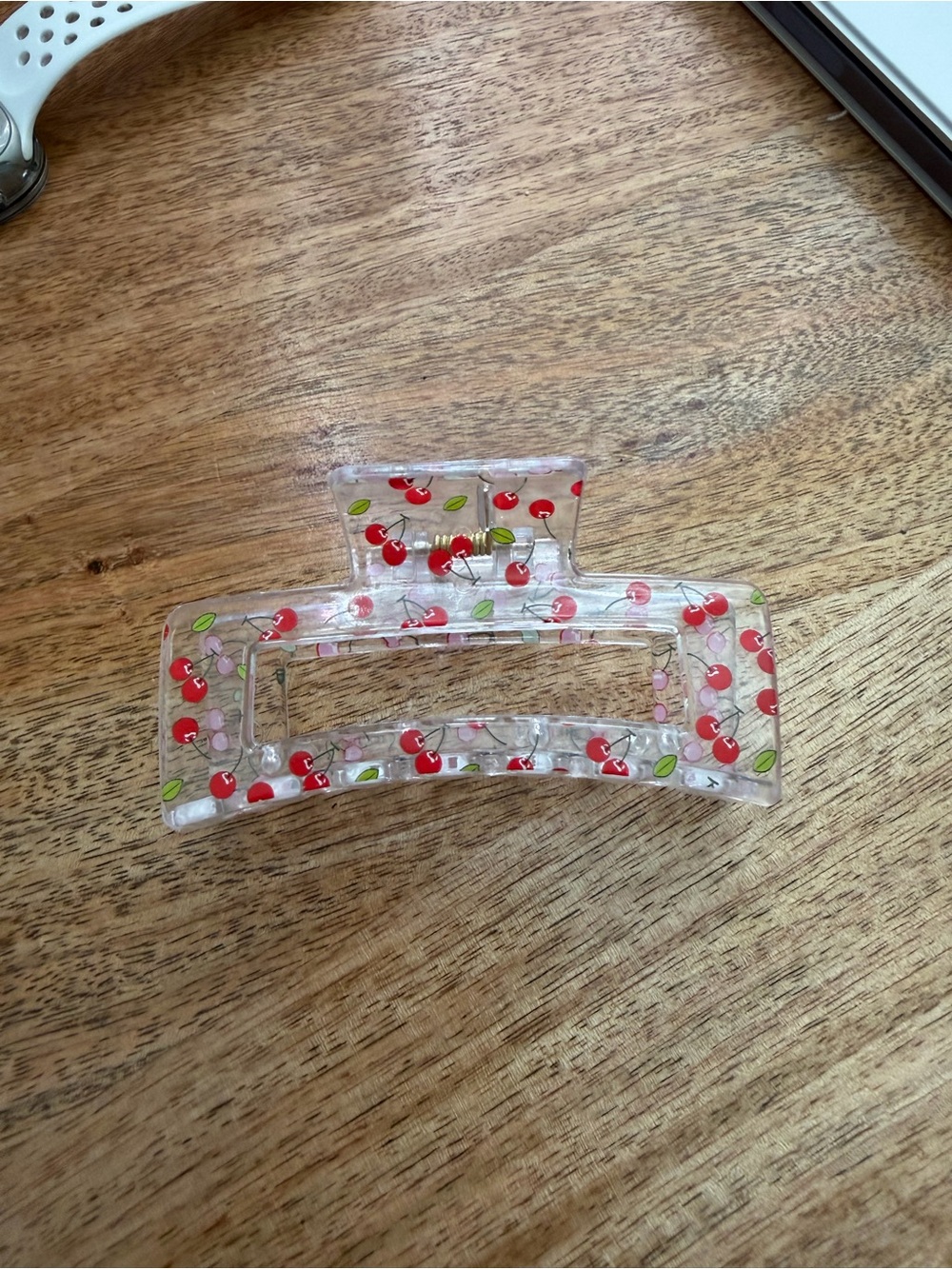 Clear Cherry Print Hair Claw Clip